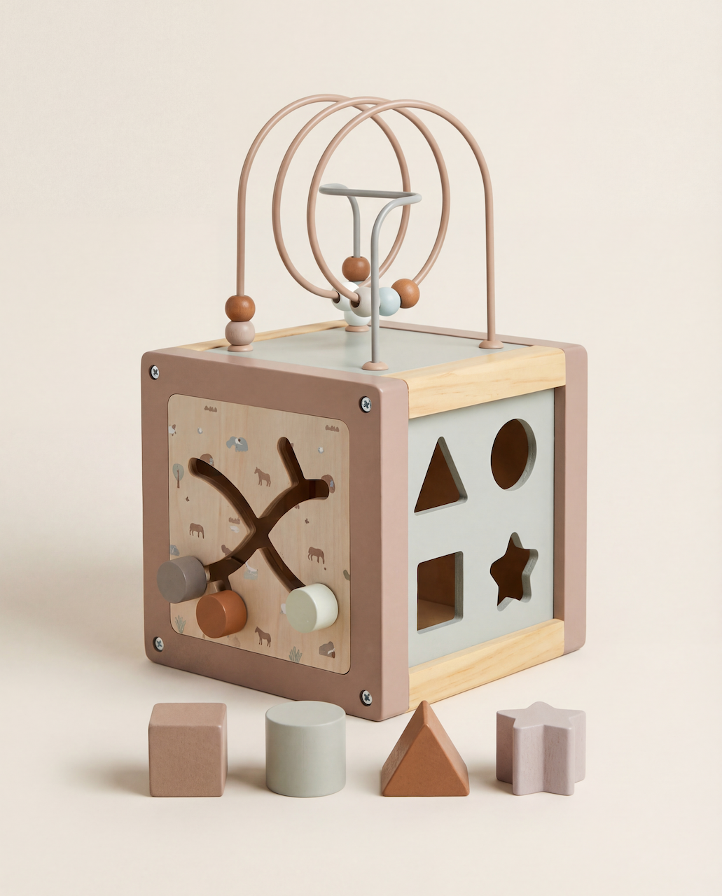 WOODEN ACTIVITY CUBE 5-in-1 PLAY
